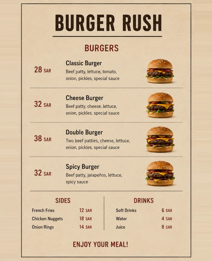 Original menu